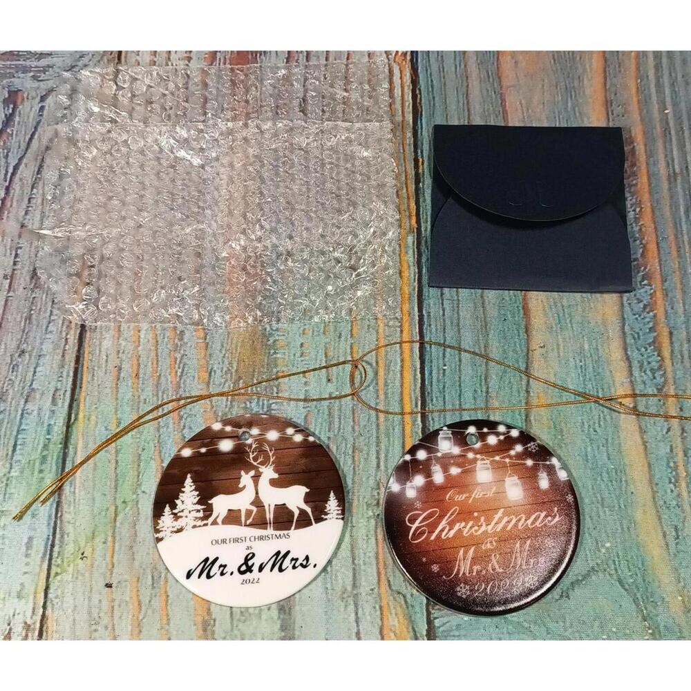 Set of Two 'Our First Christmas Mr. & Mrs.' Holiday Ornaments